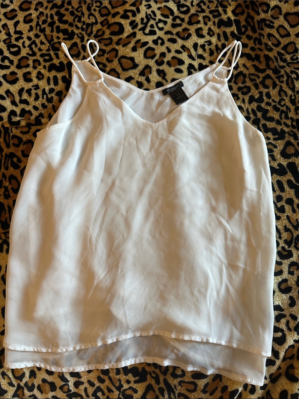 Ann Taylor Factory White Double-Layer V-Neck Camisole